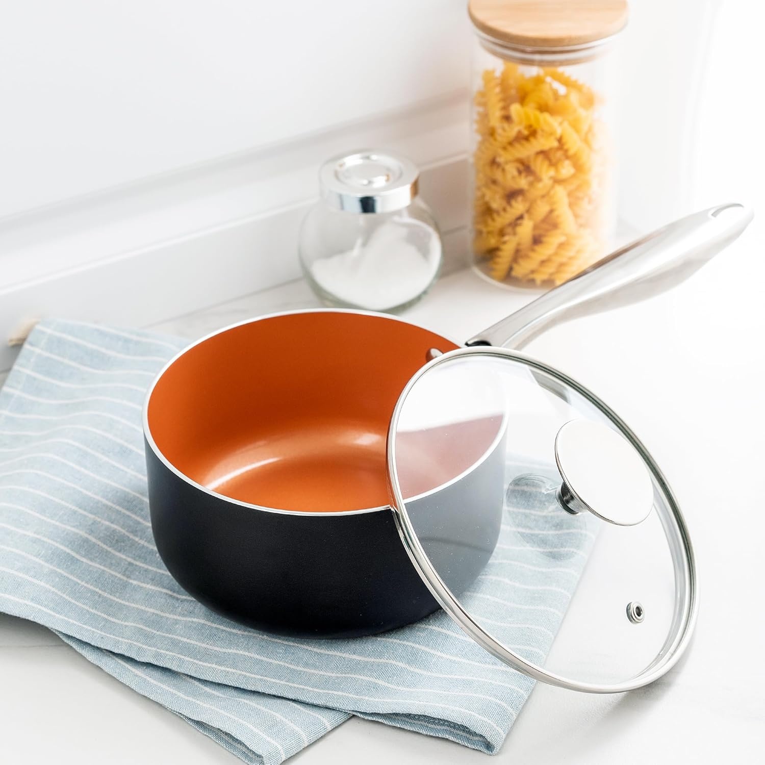 image:imageMICHELANGELO 4 Quart Saucepan with Lid Ultra Nonstick Sauce Pan with Ceramic Coating 4 Qt Non Stick Pot Induction Compatible Copper1 Quarts