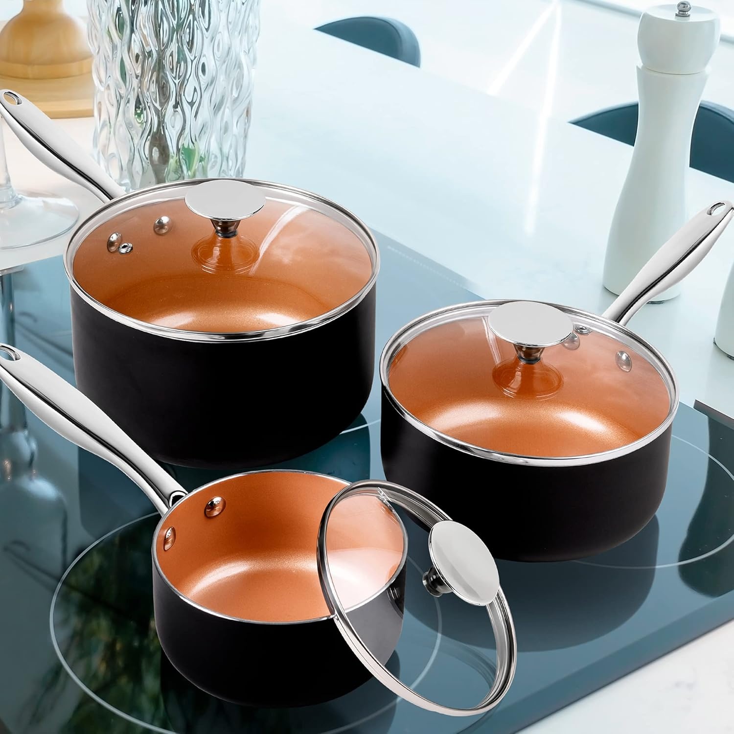 image:imageMICHELANGELO 4 Quart Saucepan with Lid Ultra Nonstick Sauce Pan with Ceramic Coating 4 Qt Non Stick Pot Induction Compatible Copper123 Quarts