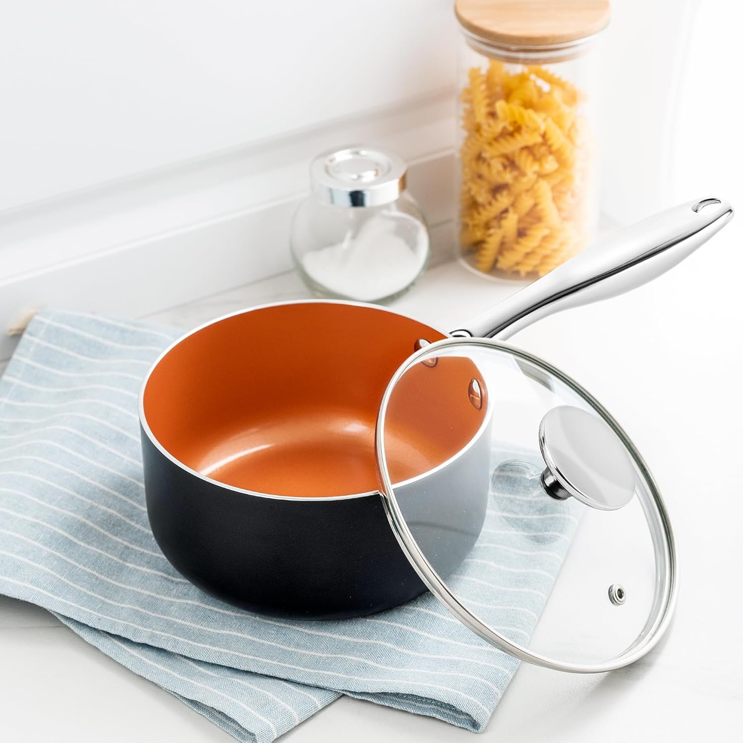 image:imageMICHELANGELO 4 Quart Saucepan with Lid Ultra Nonstick Sauce Pan with Ceramic Coating 4 Qt Non Stick Pot Induction Compatible Copper4 Quarts