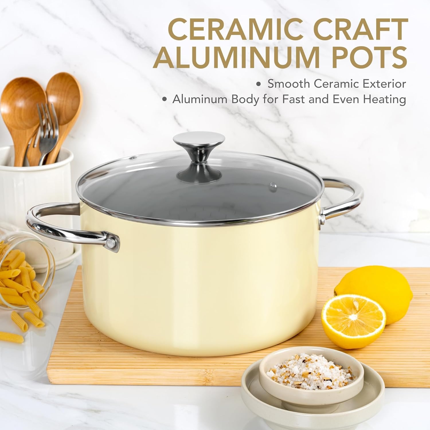 image:imageMICHELANGELO 6 QT Ceramic Stock Pot with Lid Nonstick Stockpot with Glass Lid Induction Cooking Pot for Soups Stews Oven Safe 6QT PurpleBeige