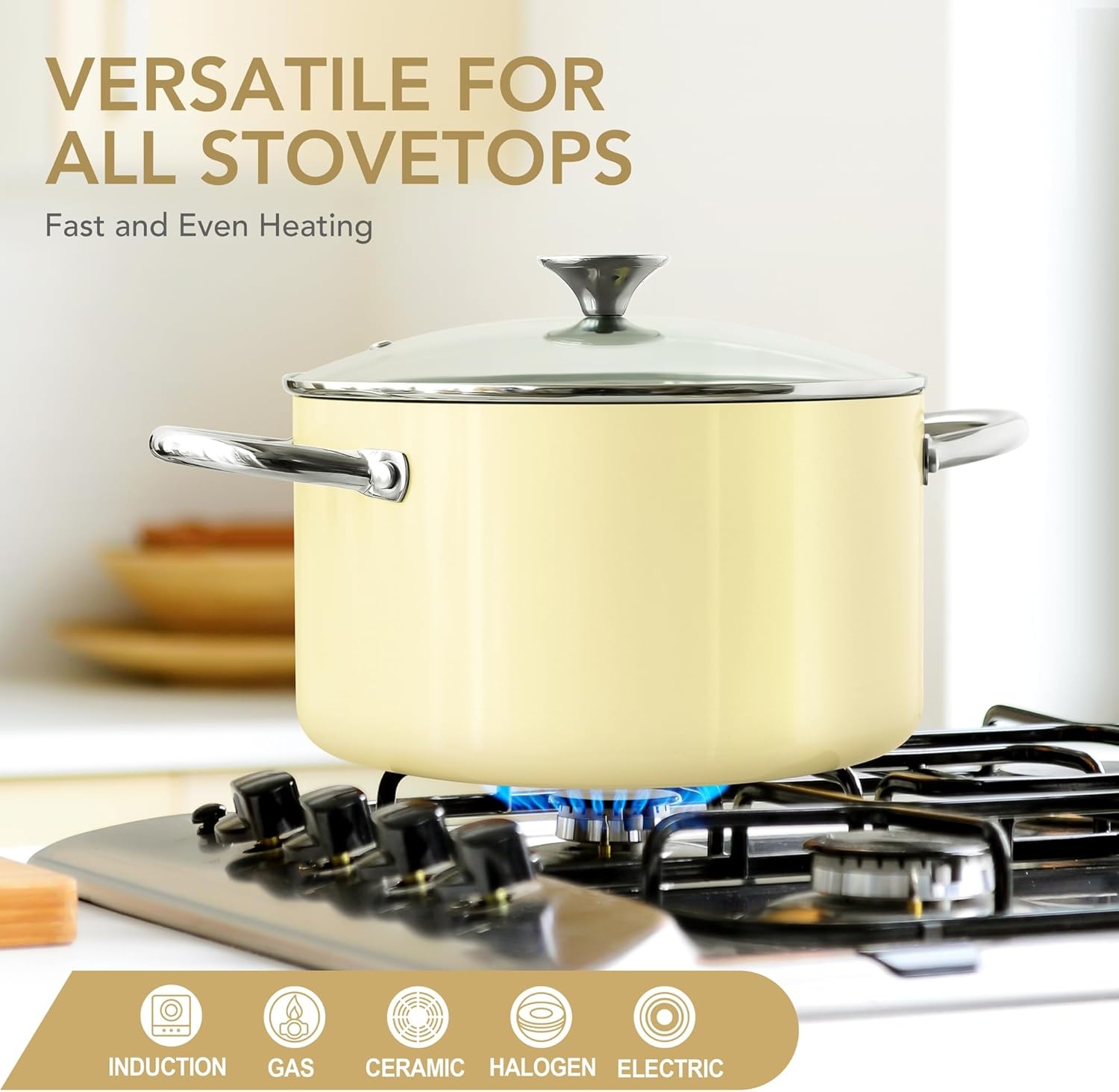 image:imageMICHELANGELO 6 QT Ceramic Stock Pot with Lid Nonstick Stockpot with Glass Lid Induction Cooking Pot for Soups Stews Oven Safe 6QT PurpleBeige