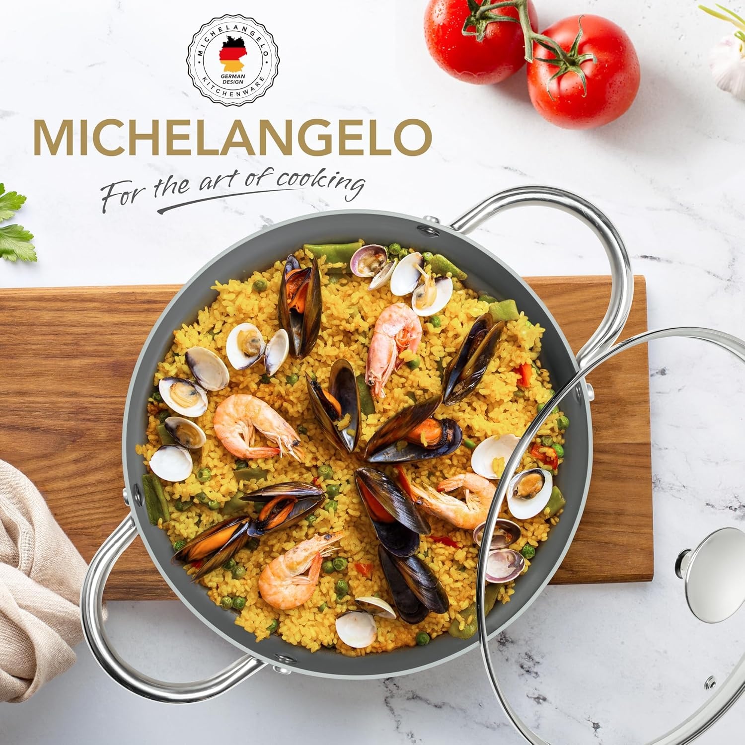 image:imageMICHELANGELO 6 QT Ceramic Stock Pot with Lid Nonstick Stockpot with Glass Lid Induction Cooking Pot for Soups Stews Oven Safe 6QT PurpleBeige