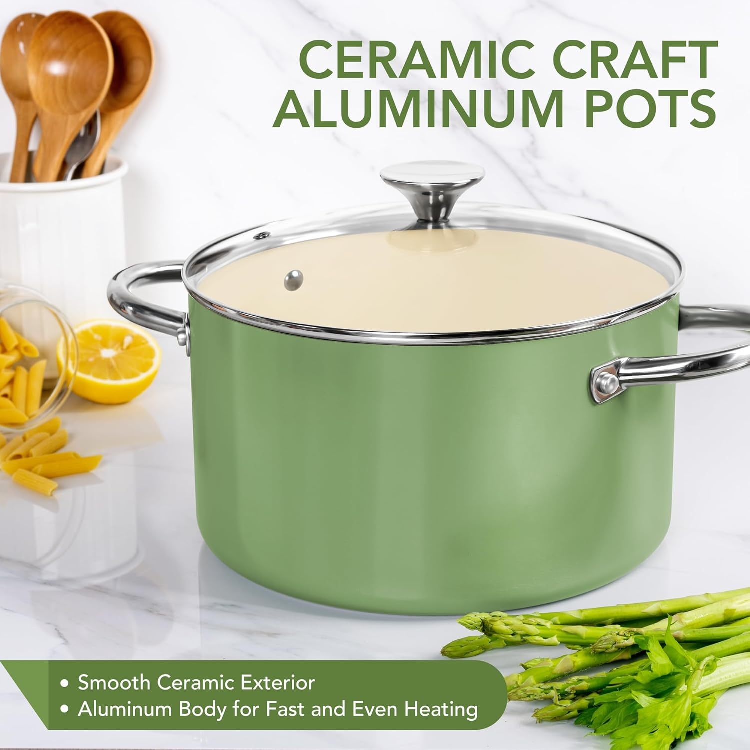 image:imageMICHELANGELO 6 QT Ceramic Stock Pot with Lid Nonstick Stockpot with Glass Lid Induction Cooking Pot for Soups Stews Oven Safe 6QT PurpleGreen