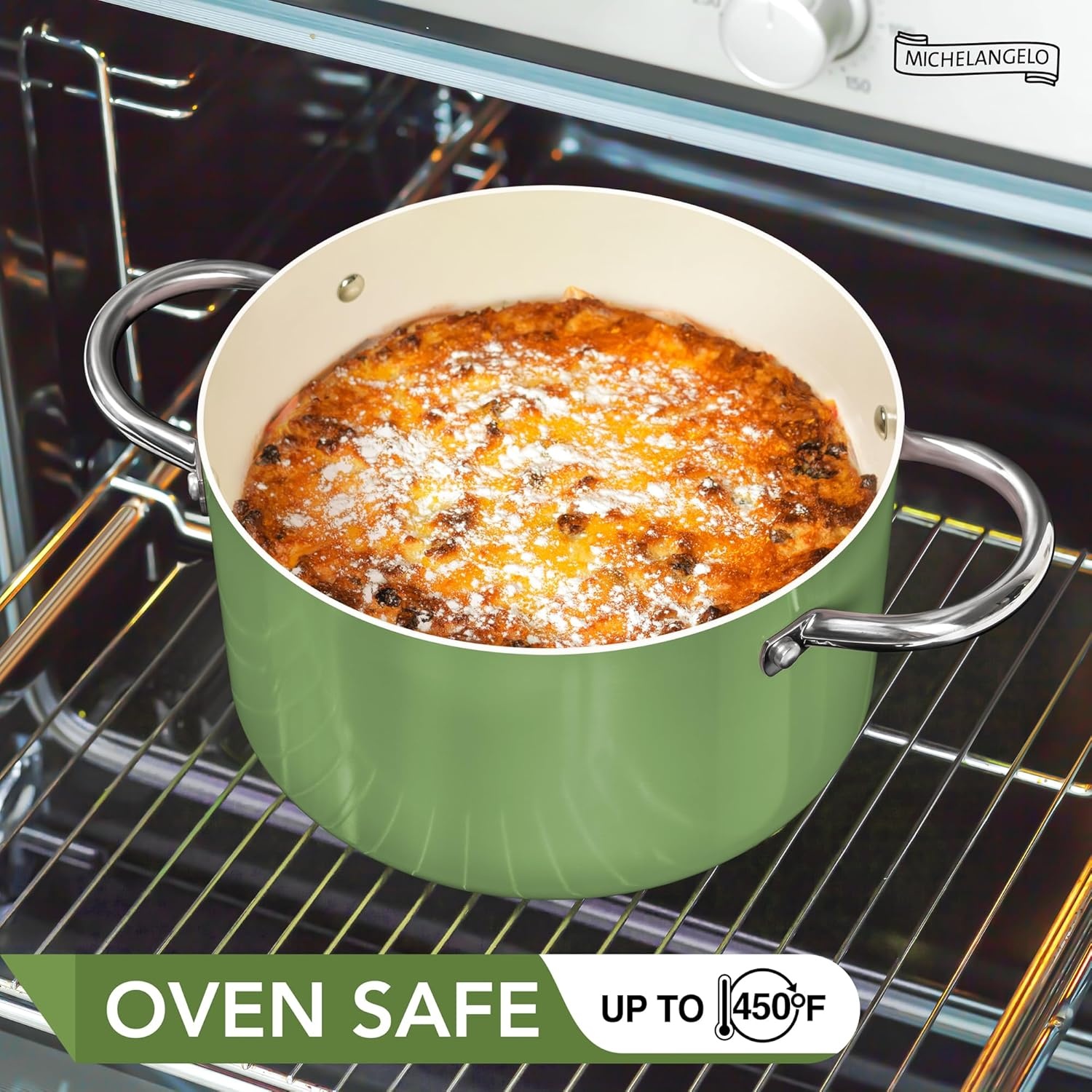 image:imageMICHELANGELO 6 QT Ceramic Stock Pot with Lid Nonstick Stockpot with Glass Lid Induction Cooking Pot for Soups Stews Oven Safe 6QT PurpleGreen