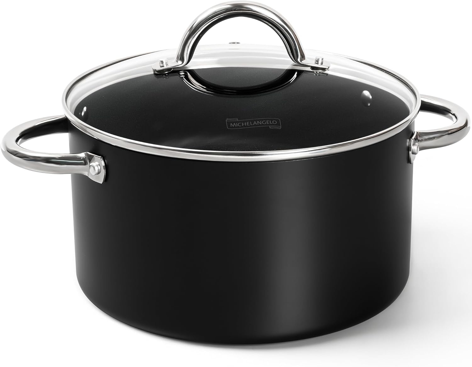 image:imageMICHELANGELO 8 Quart Stock Pot with Lid Non Toxic Cooking Pot Ceramic Soup Pots with Lid Non Stick Pot with Stainless Steel Handle Induction CompatibleBlack