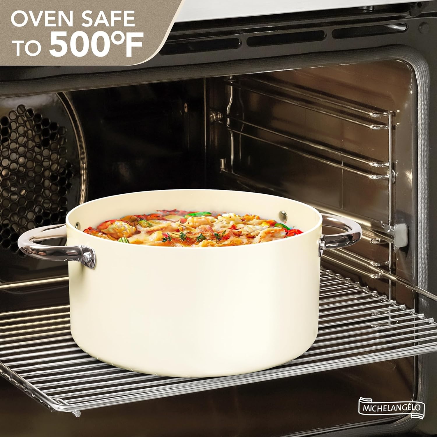 image:imageMICHELANGELO 8 Quart Stock Pot with Lid Non Toxic Cooking Pot Ceramic Soup Pots with Lid Non Stick Pot with Stainless Steel Handle Induction CompatibleCream