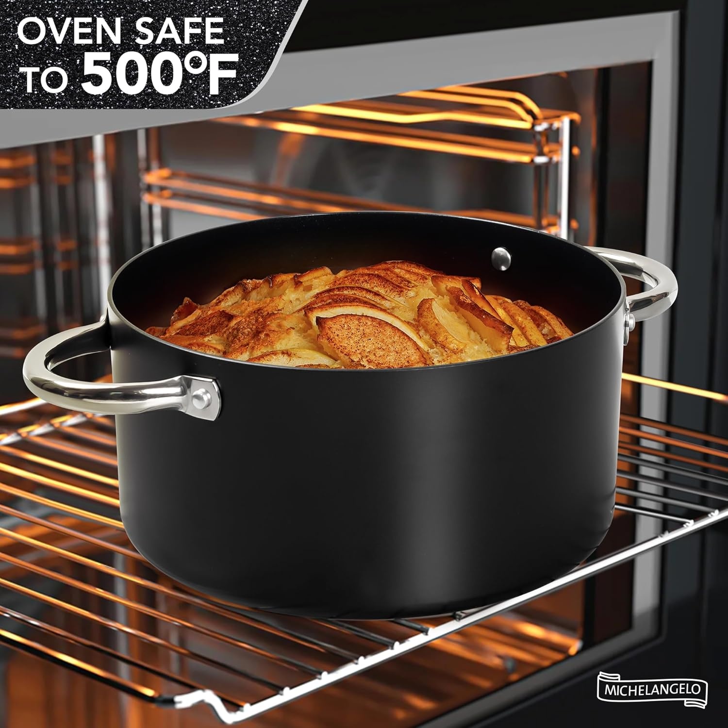 image:imageMICHELANGELO 8 Quart Stock Pot with Lid Non Toxic Cooking Pot Ceramic Soup Pots with Lid Non Stick Pot with Stainless Steel Handle Induction CompatibleBlack