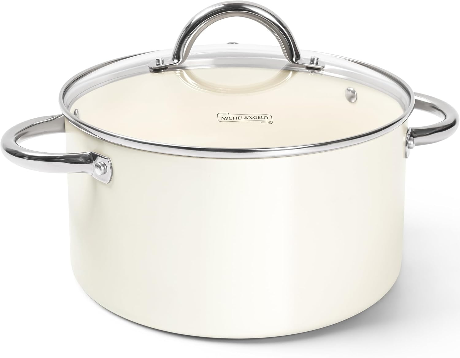 image:imageMICHELANGELO 8 Quart Stock Pot with Lid Non Toxic Cooking Pot Ceramic Soup Pots with Lid Non Stick Pot with Stainless Steel Handle Induction CompatibleCream