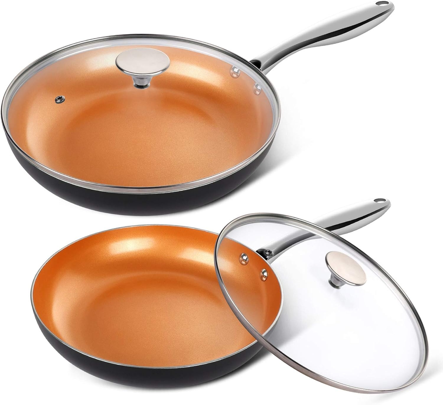 image:imageMICHELANGELO Large Frying Pan with Lid 14 Inch Ceramic Skillet with Nonstick Coating Healthy Non Stick Fry Pan Induction CompatibleOrange