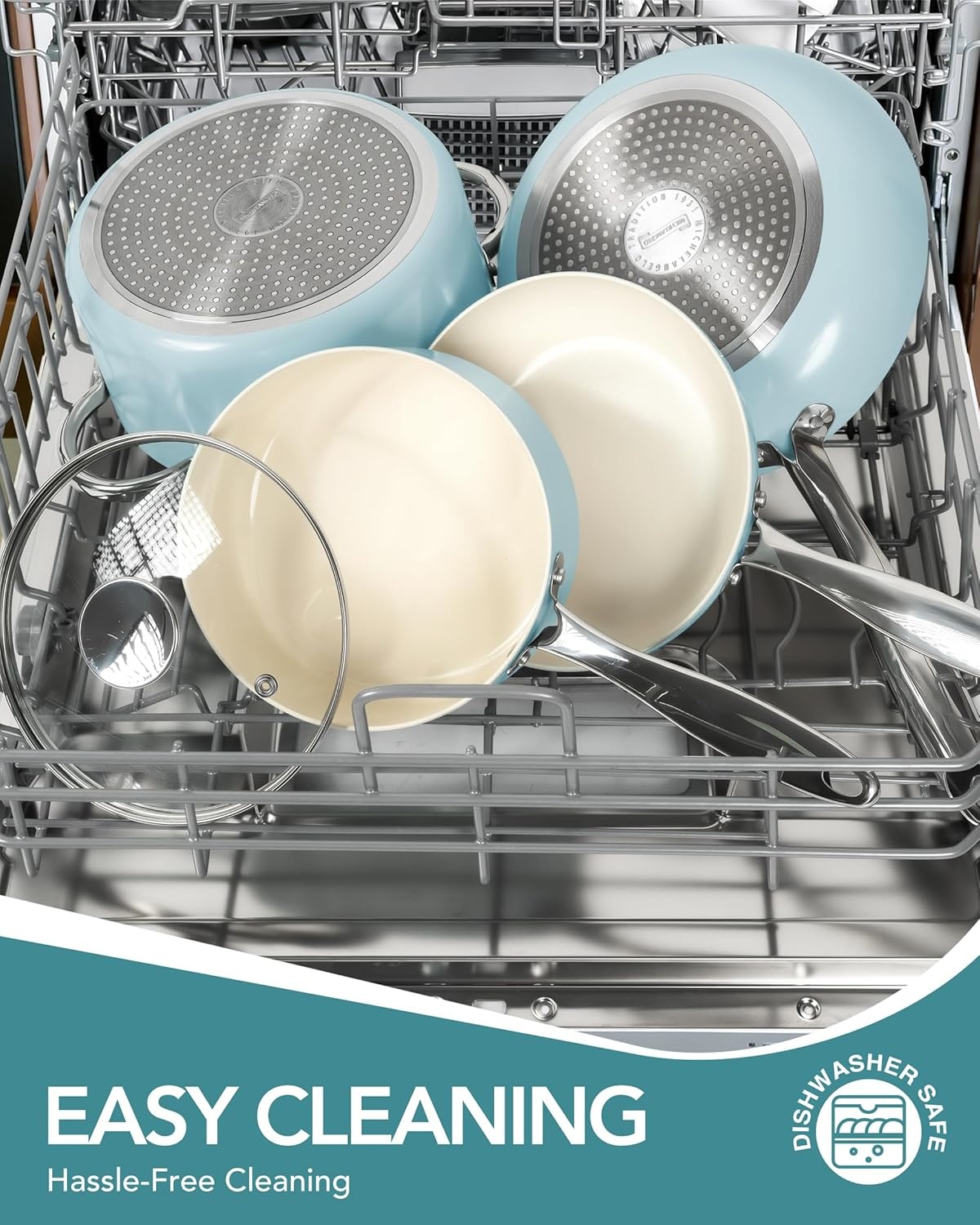 image:imageMICHELANGELO Pots and Pans Set Non Stick Titanium Cookware Set Non Toxic Ceramic Coating 8Pcs Nonstick Pots and Pans with Ergonomic Handle Dishwasher Safe amp Induction Compatible CreamBlue