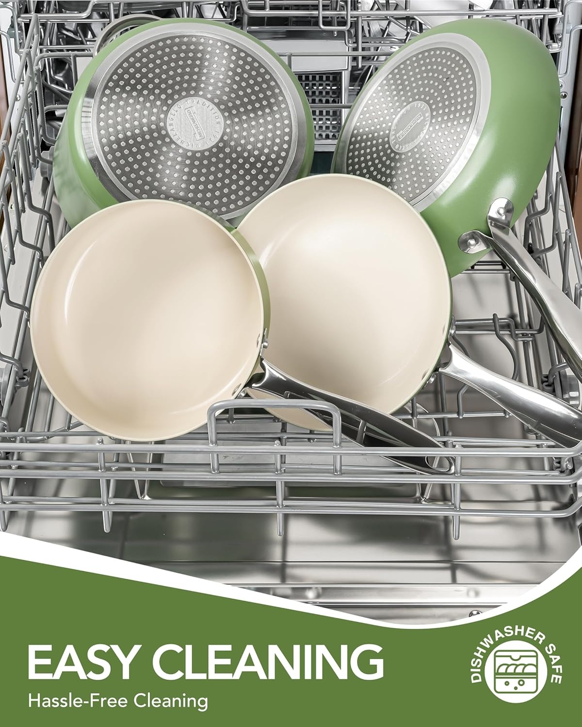 image:imageMICHELANGELO Pots and Pans Set Non Stick Titanium Cookware Set Non Toxic Ceramic Coating 8Pcs Nonstick Pots and Pans with Ergonomic Handle Dishwasher Safe amp Induction Compatible CreamGreen