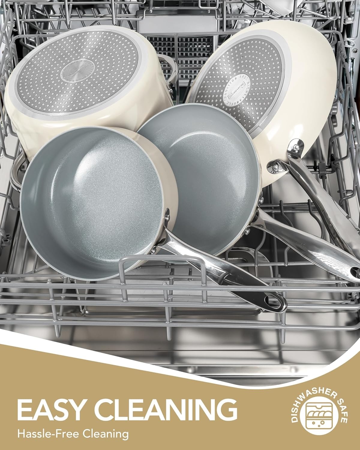 image:imageMICHELANGELO Pots and Pans Set Non Stick Titanium Cookware Set Non Toxic Ceramic Coating 8Pcs Nonstick Pots and Pans with Ergonomic Handle Dishwasher Safe amp Induction Compatible CreamCream