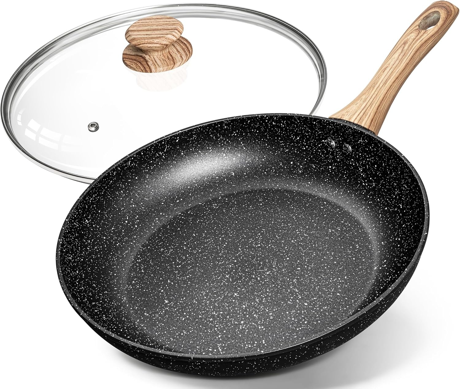 image:imageMICHELANGELO Small Frying Pan Nonstick 6 Inch Single Egg Frying Pan Mini Skillet with StayCool Handle NonToxic Omelette Pan BlackBlack Granite