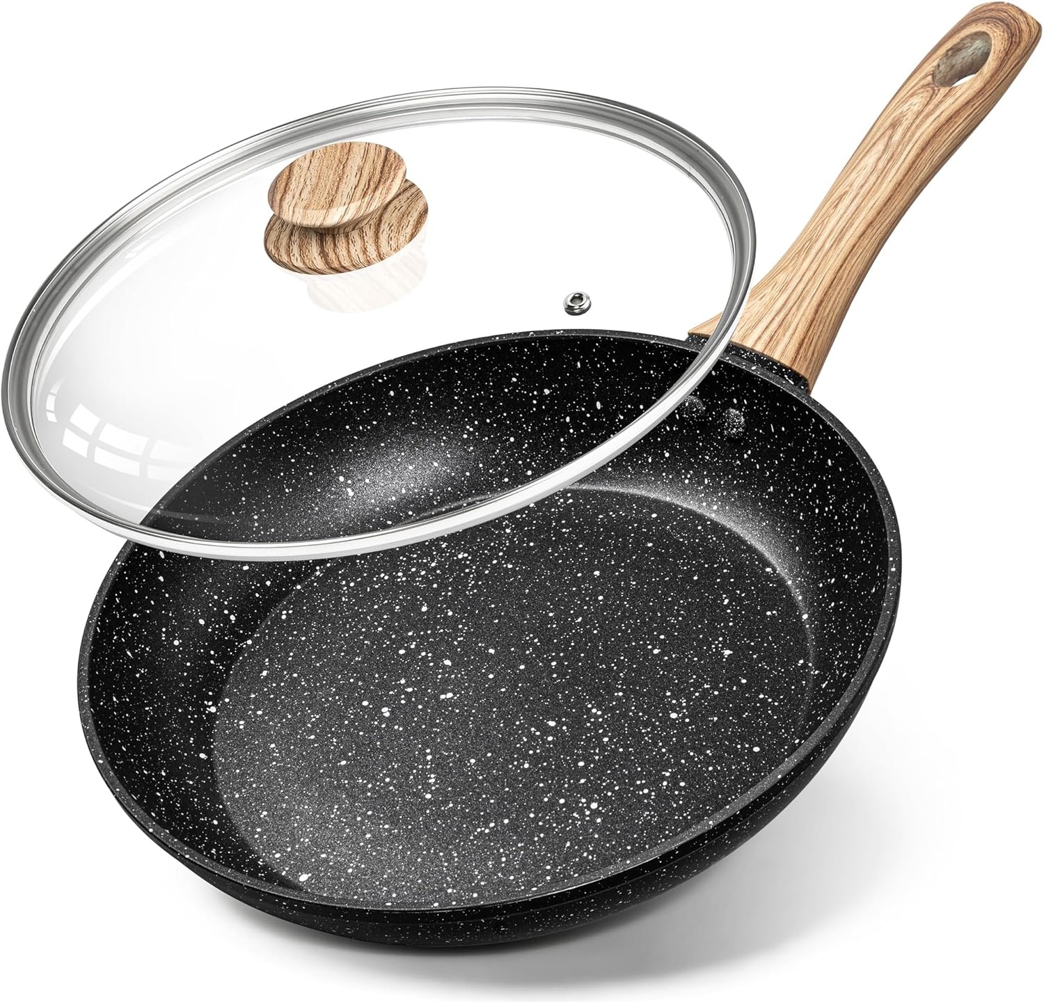 image:imageMICHELANGELO Small Frying Pan Nonstick 6 Inch Single Egg Frying Pan Mini Skillet with StayCool Handle NonToxic Omelette Pan BlackBlack Granite