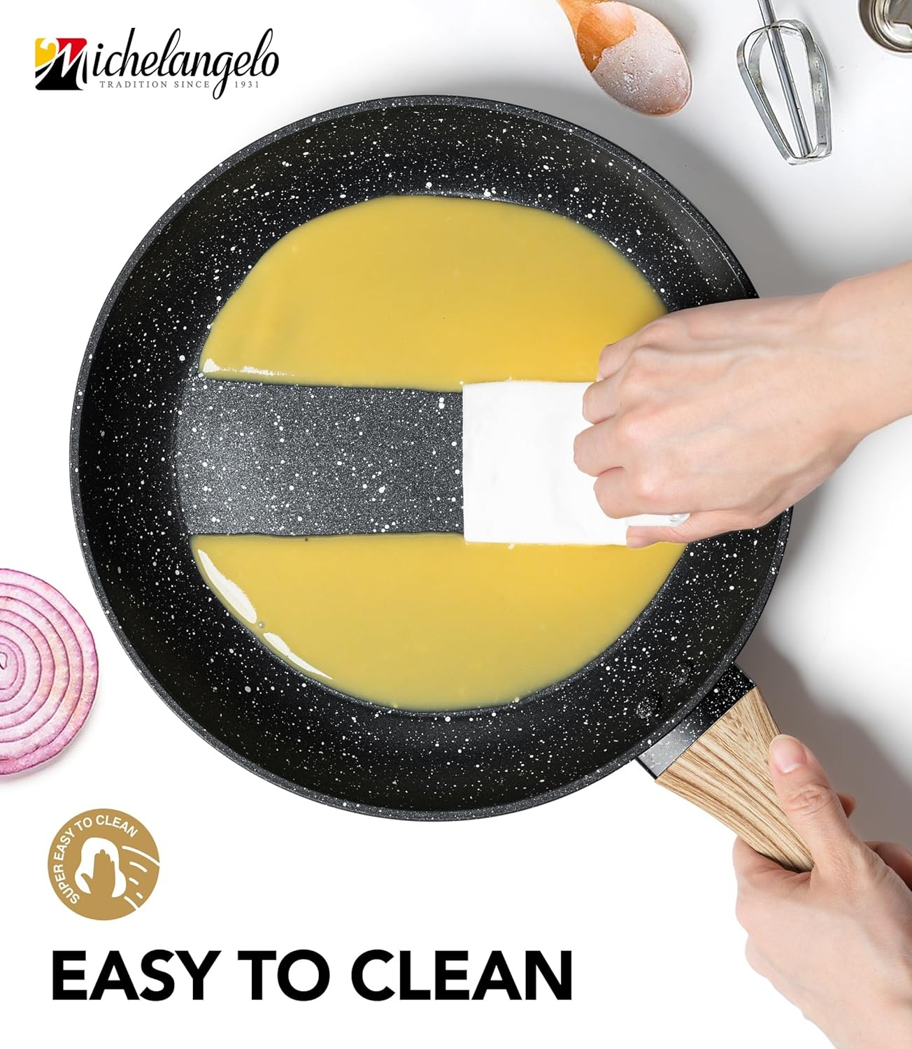 image:imageMICHELANGELO Small Frying Pan Nonstick 6 Inch Single Egg Frying Pan Mini Skillet with StayCool Handle NonToxic Omelette Pan BlackBlack Granite