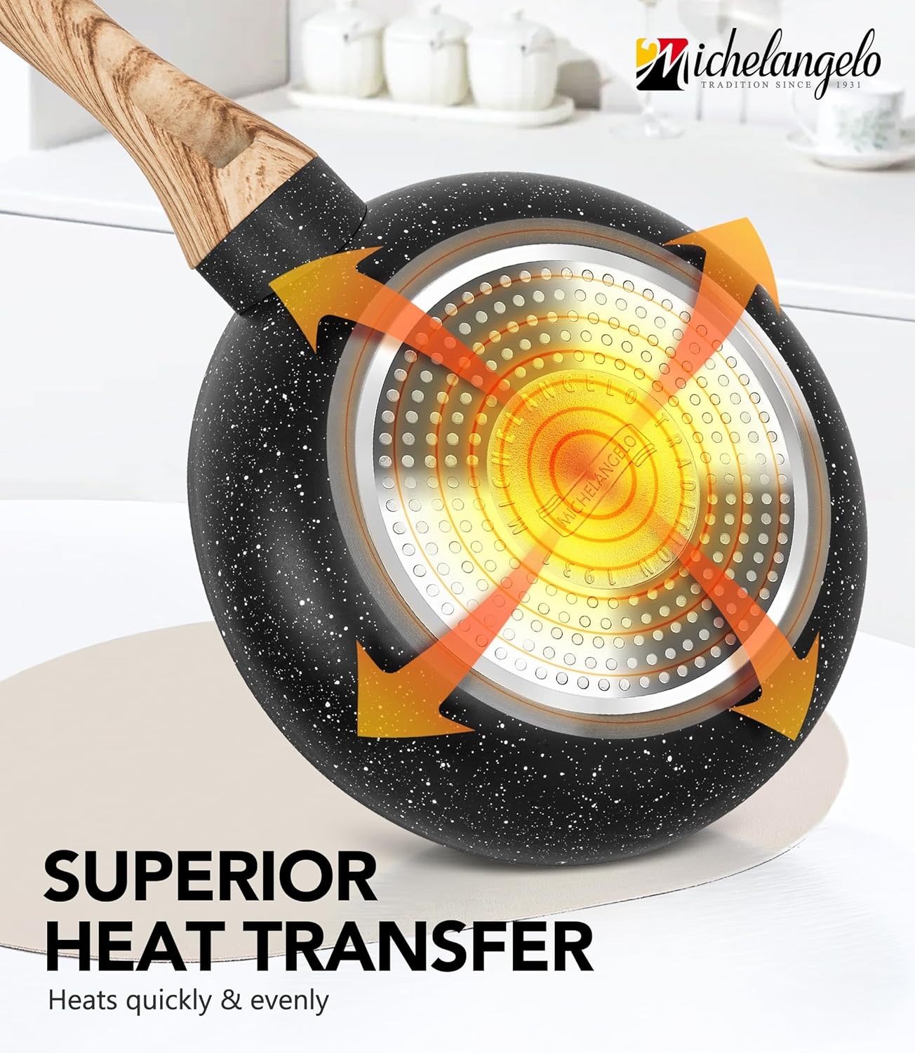 image:imageMICHELANGELO Small Frying Pan Nonstick 6 Inch Single Egg Frying Pan Mini Skillet with StayCool Handle NonToxic Omelette Pan BlackBlack Granite