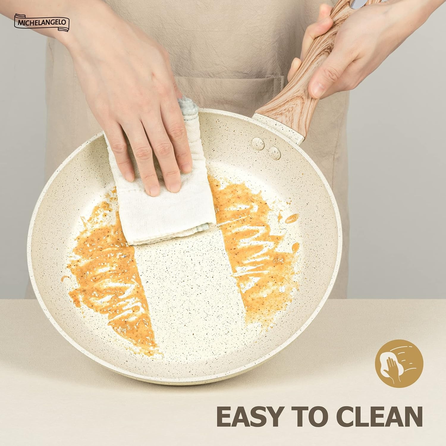 image:imageMICHELANGELO Small Frying Pan Nonstick 6 Inch Single Egg Frying Pan Mini Skillet with StayCool Handle NonToxic Omelette Pan BlackWhite Granite