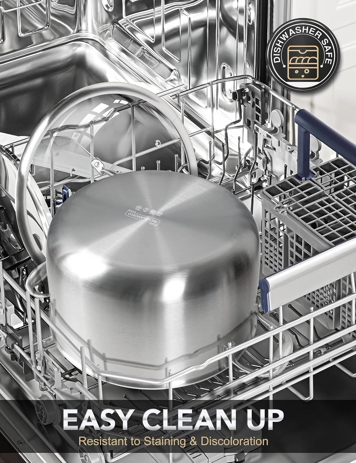 image:imageMICHELANGELO Triply Stainless Steel Stock Pot with Lid 6 Quart Nonstick Cooking Pot with Honeycomb Interior Heavy Duty Stockpot Compatible with All Cooktops8Quart