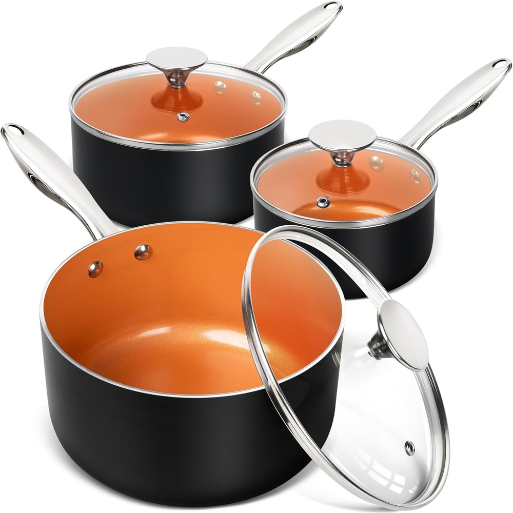 image:imageMICHELANGELO 4 Quart Saucepan with Lid Ultra Nonstick Sauce Pan with Ceramic Coating 4 Qt Non Stick Pot Induction Compatible Copper123 Quarts
