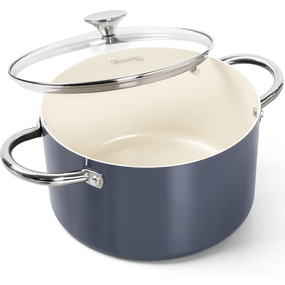 image:imageMICHELANGELO 6 QT Ceramic Stock Pot with Lid Nonstick Stockpot with Glass Lid Induction Cooking Pot for Soups Stews Oven Safe 6QT PurplePurple