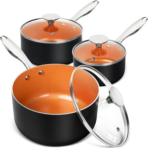 image:imageMICHELANGELO 4 Quart Saucepan with Lid  Ultra Nonstick Sauce Pan with Ceramic Coating 4 Qt Non Stick Pot Induction Compatible Copper123 Quarts