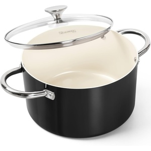 image:imageMICHELANGELO 6 QT Ceramic Stock Pot with Lid Nonstick Stockpot with Glass Lid Induction Cooking Pot for Soups Stews Oven Safe  6QT PurpleBlackCream