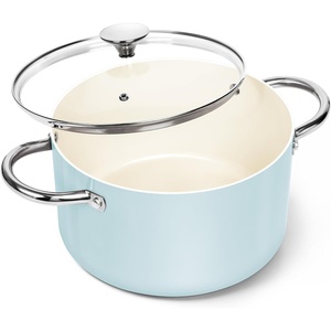 image:imageMICHELANGELO 6 QT Ceramic Stock Pot with Lid Nonstick Stockpot with Glass Lid Induction Cooking Pot for Soups Stews Oven Safe  6QT PurpleBlue