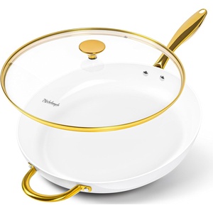 image:imageMICHELANGELO Ceramic Frying Pan  10 Inch Frying Pan Nonstick with Lid NonToxic Skillet with Stainless Steel Handle Nonstick Skillet BlackPure White