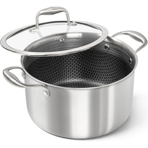 image:imageMICHELANGELO Triply Stainless Steel Stock Pot with Lid  6 Quart Nonstick Cooking Pot with Honeycomb Interior Heavy Duty Stockpot Compatible with All Cooktops6Quart
