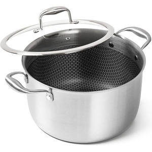 image:imageMICHELANGELO Triply Stainless Steel Stock Pot with Lid  6 Quart Nonstick Cooking Pot with Honeycomb Interior Heavy Duty Stockpot Compatible with All Cooktops8Quart