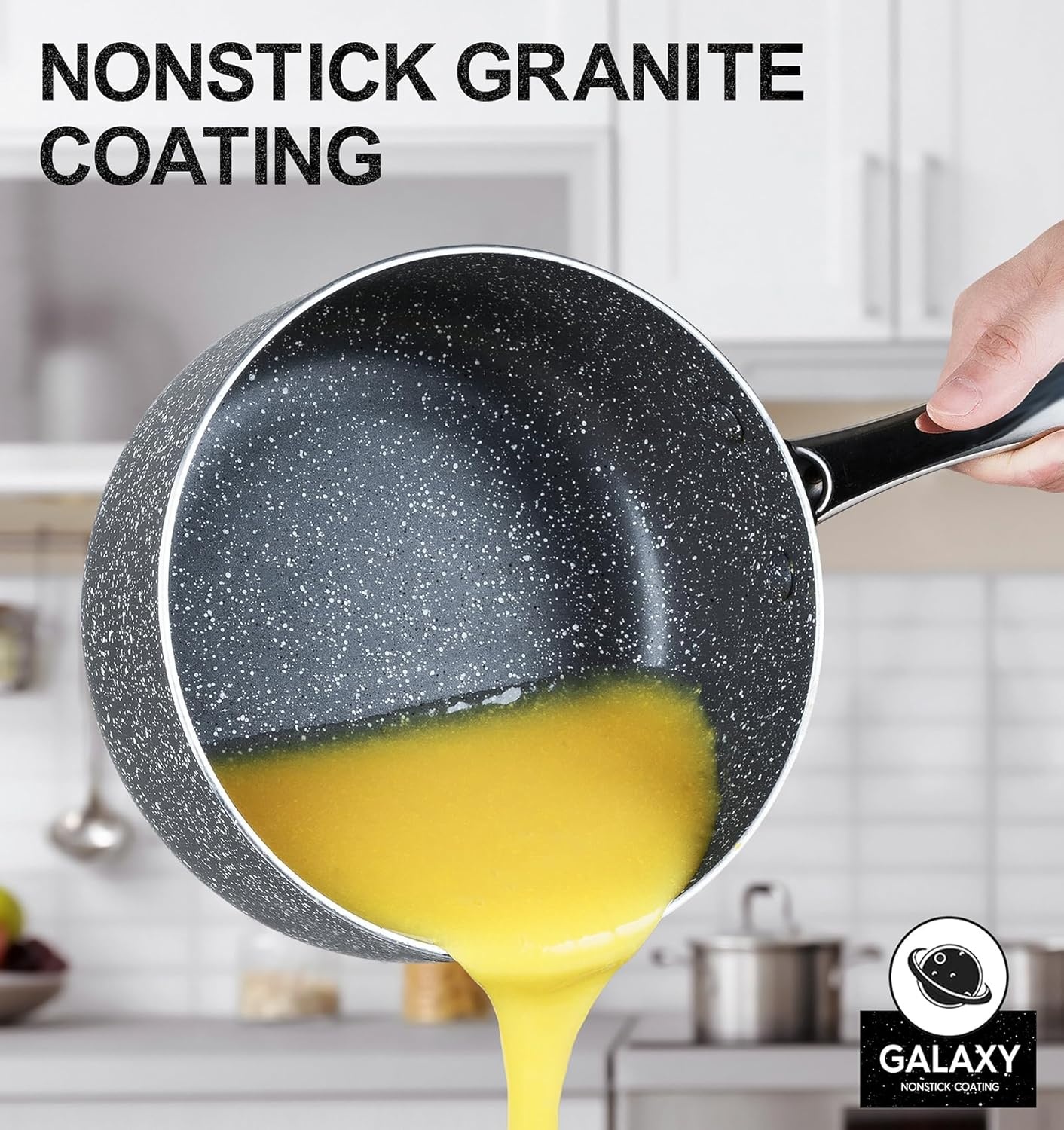 image:imageMICHELANGELO 2 Quart Saucepan with Lid Nonstick Sauce Pan with Healthy Coating Granite Sauce Pan with Stainless Steel Handle 2 Qt Saucepan Induction Compatible Gray12 3 Quarts