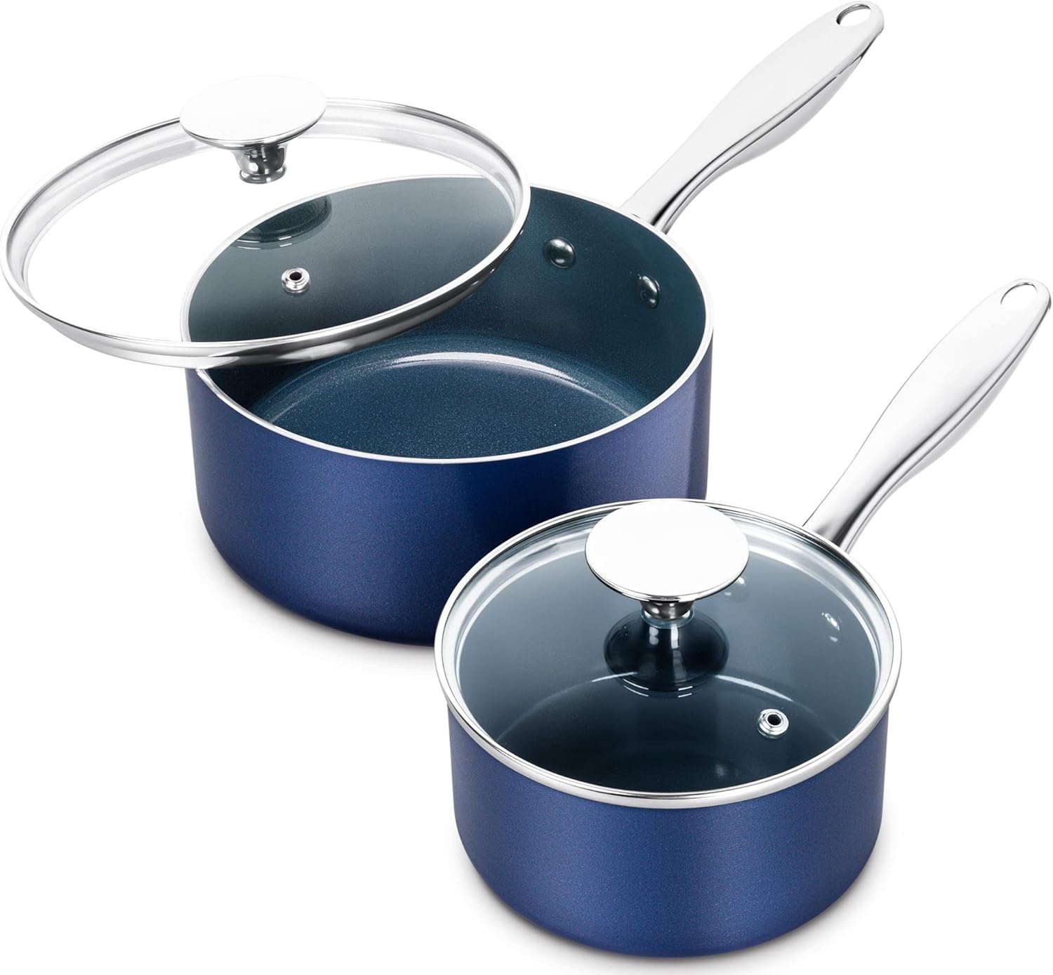 image:imageMICHELANGELO 4 Quart Saucepan with Lid Nonstick Ceramic Sauce Pan with Stainless Steel Handle 4 Qt Saucepan with Lid Induction Compatible Oven Safe BlueBlue