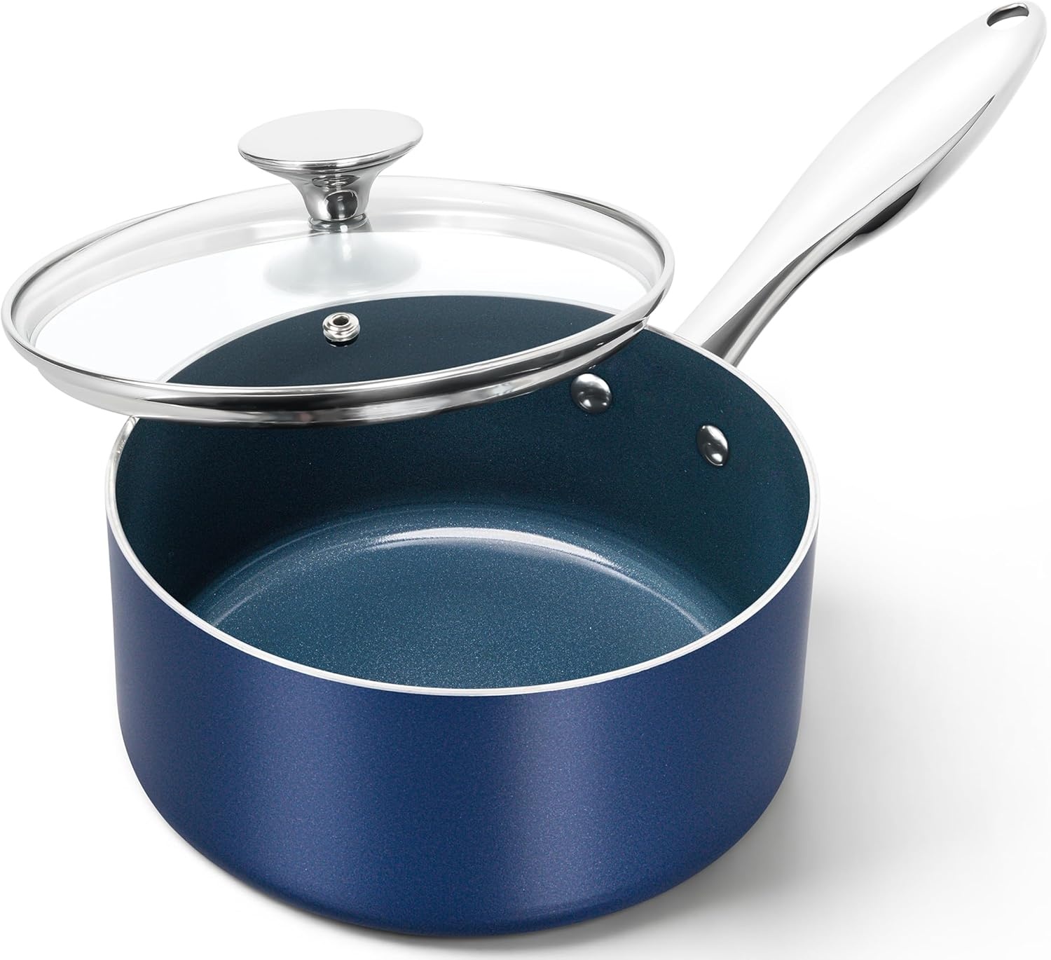 image:imageMICHELANGELO 4 Quart Saucepan with Lid Nonstick Ceramic Sauce Pan with Stainless Steel Handle 4 Qt Saucepan with Lid Induction Compatible Oven Safe BlueBlue