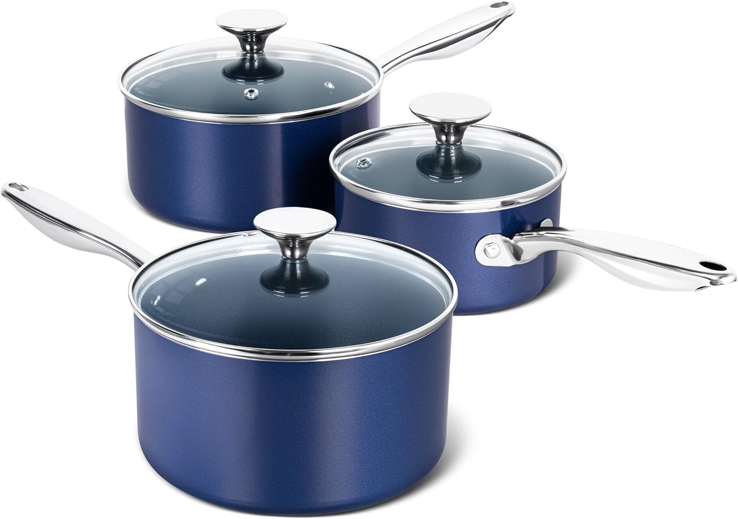 image:imageMICHELANGELO 4 Quart Saucepan with Lid Nonstick Ceramic Sauce Pan with Stainless Steel Handle 4 Qt Saucepan with Lid Induction Compatible Oven Safe BlueBlue