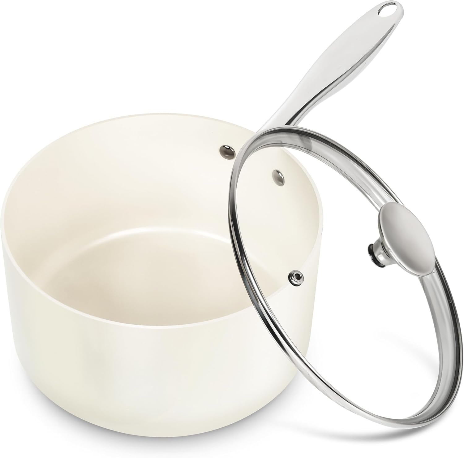 image:imageMICHELANGELO 4 Quart Saucepan with Lid Nonstick Ceramic Sauce Pan with Stainless Steel Handle 4 Qt Saucepan with Lid Induction Compatible Oven Safe BlueWhite