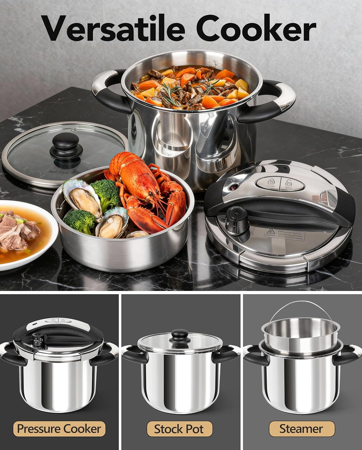 image:imageMICHELANGELO Stainless Steel Pressure Cooker 3L32 Quarts