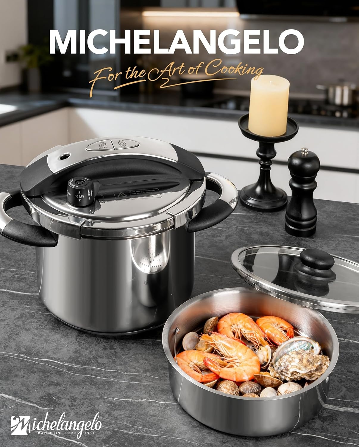 image:imageMICHELANGELO Stainless Steel Pressure Cooker 3L32 Quarts
