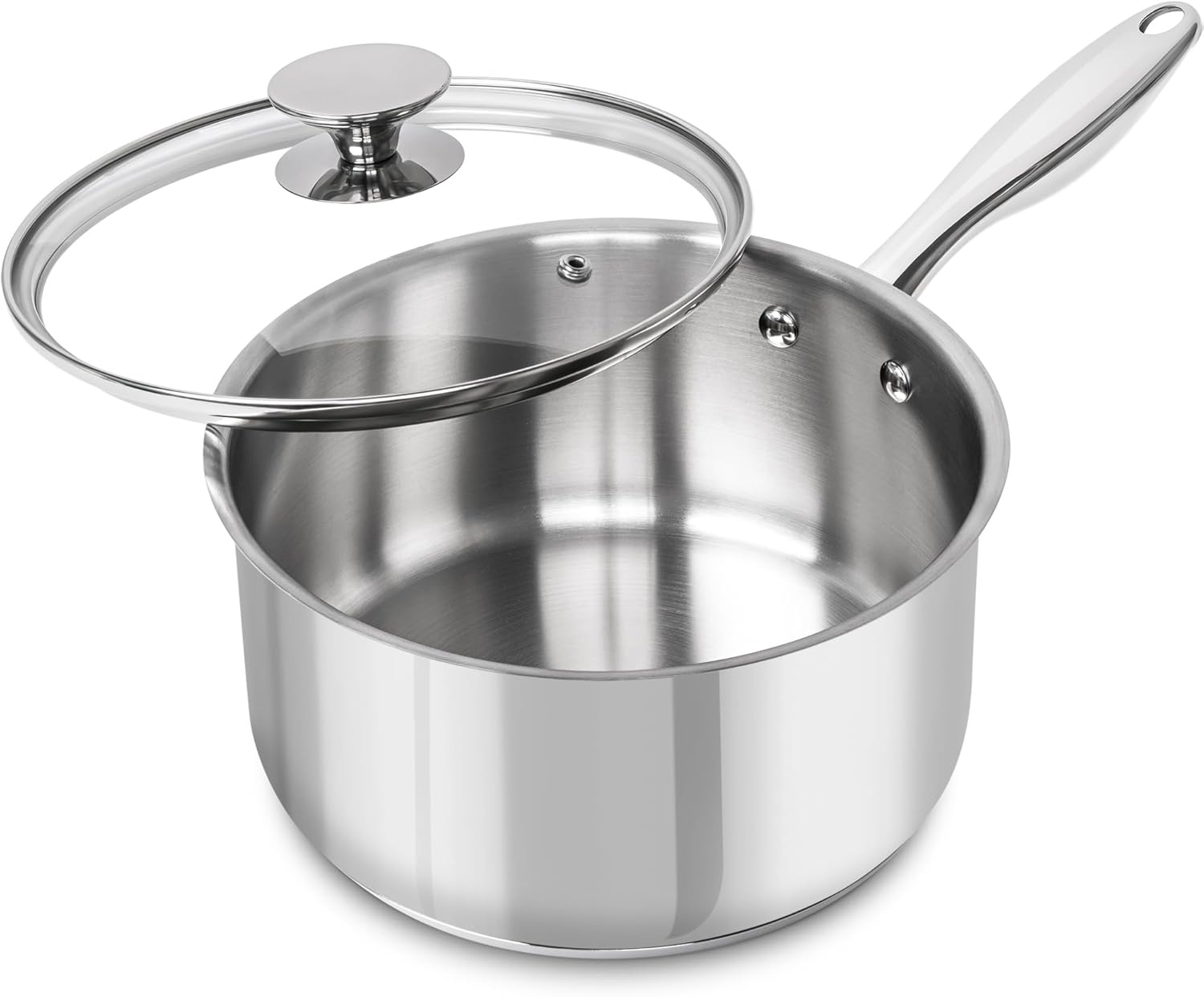 image:imageMICHELANGELO Stainless Steel Saucepan Set 1QT amp 3QT Saucepans with Lids Nonstick Sauce Pan with Lid Stainless Steel Pot Set 4 Pieces Dishwasher Safe Induction CompatibleTriPly Bottom