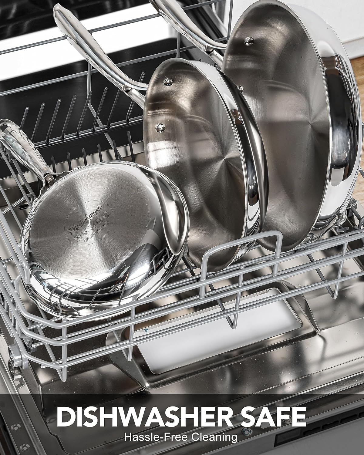 image:imageMICHELANGELO TriPly Stainless Steel Frying Pan Set 8 95 11 Skillets Full Clad Stainless Steel Pans for Even Heating Durable Cooking Pan Set for Home Chefs amp Everyday Cooking