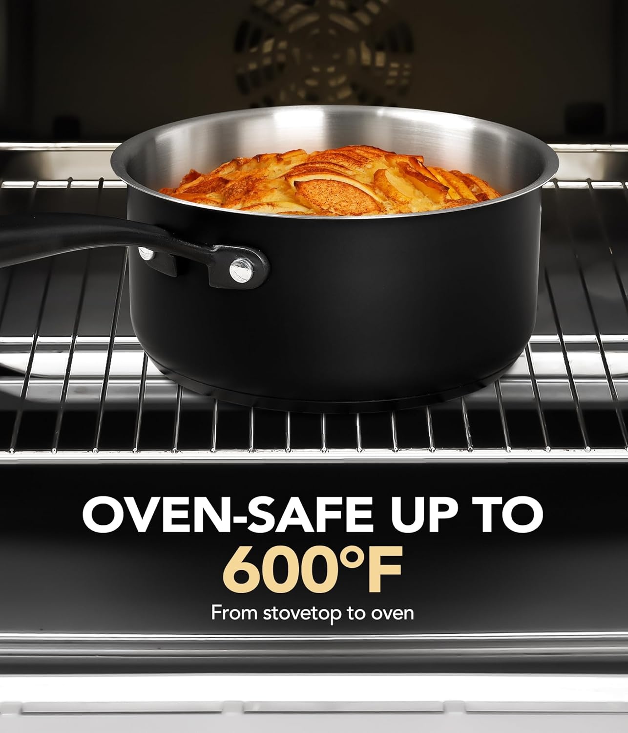 image:imageMICHELANGELO TriPly Stainless Steel Saucepan with Lid 6 Pcs Stainless Steel Sauce Pans with Cool Handle 6 Pcs Multipurpose Sauce Pots Set for Kitchen Cooking Induction Compatible 1QT amp 2QT amp3QTBlack Body