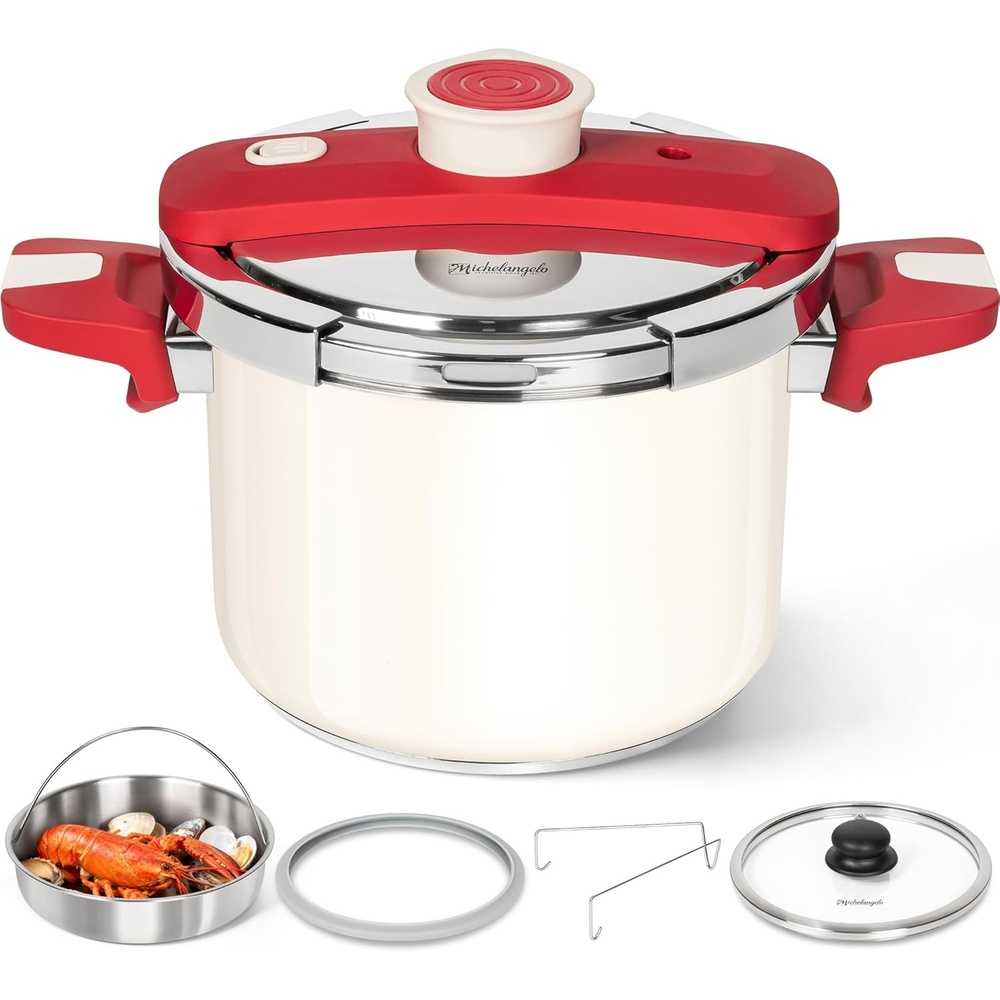 image:imageMICHELANGELO 42 Quart Stainless Steel Stovetop Pressure CookerGrey and Red