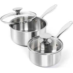 image:imageMICHELANGELO Stainless Steel Saucepan Set 1QT amp 3QT Saucepans with Lids Nonstick Sauce Pan with Lid Stainless Steel Pot Set 4 Pieces Dishwasher Safe Induction CompatibleFull TriPly
