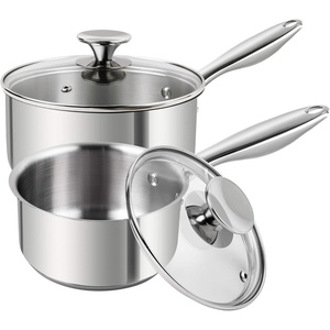 image:imageMICHELANGELO Stainless Steel Saucepan Set 1QT amp 3QT Saucepans with Lids Nonstick Sauce Pan with Lid Stainless Steel Pot Set 4 Pieces Dishwasher Safe Induction CompatibleTriPly Bottom