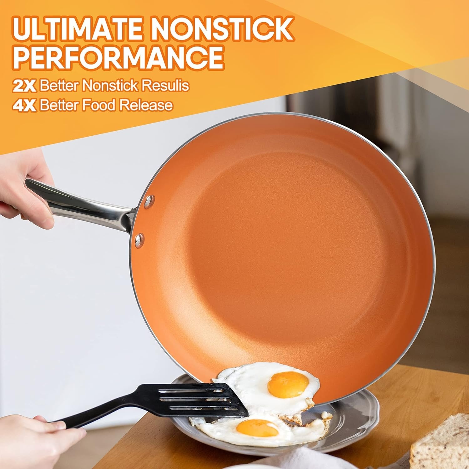 image:imageMICHELANGELO 1Qt amp 2Qt Saucepan with Lids 10 Inch Frying Pan Ceramic Nonstick Pan Set with Lid Small Nonstick Coppper Pan with Lid and Copper Pot and Pan