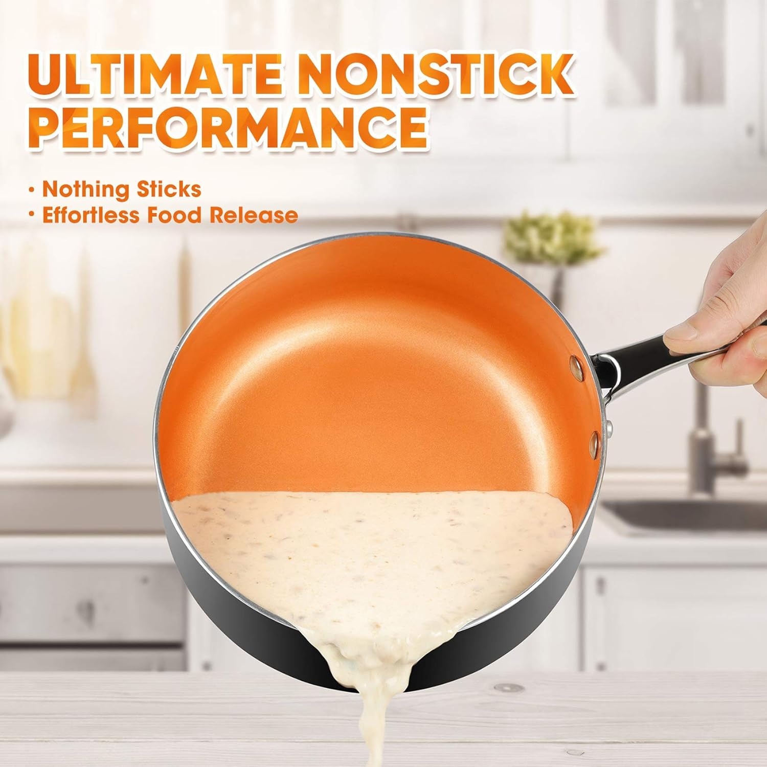 image:imageMICHELANGELO 3 Piece Orange Aluminum Cookware Set 1Qt amp 2Qt Saucepan with Lids 8 Inch Frying Pan