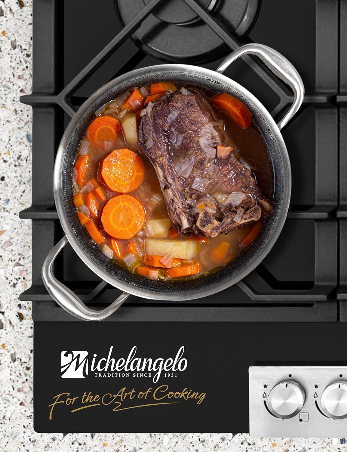 image:imageMICHELANGELO 6 Pcs Triply Stainless Steel Pot Set 2QT amp 3QT amp 8QT Pot with Lids Triply Stainless Steel Stock Pot with Lid 6 Quart