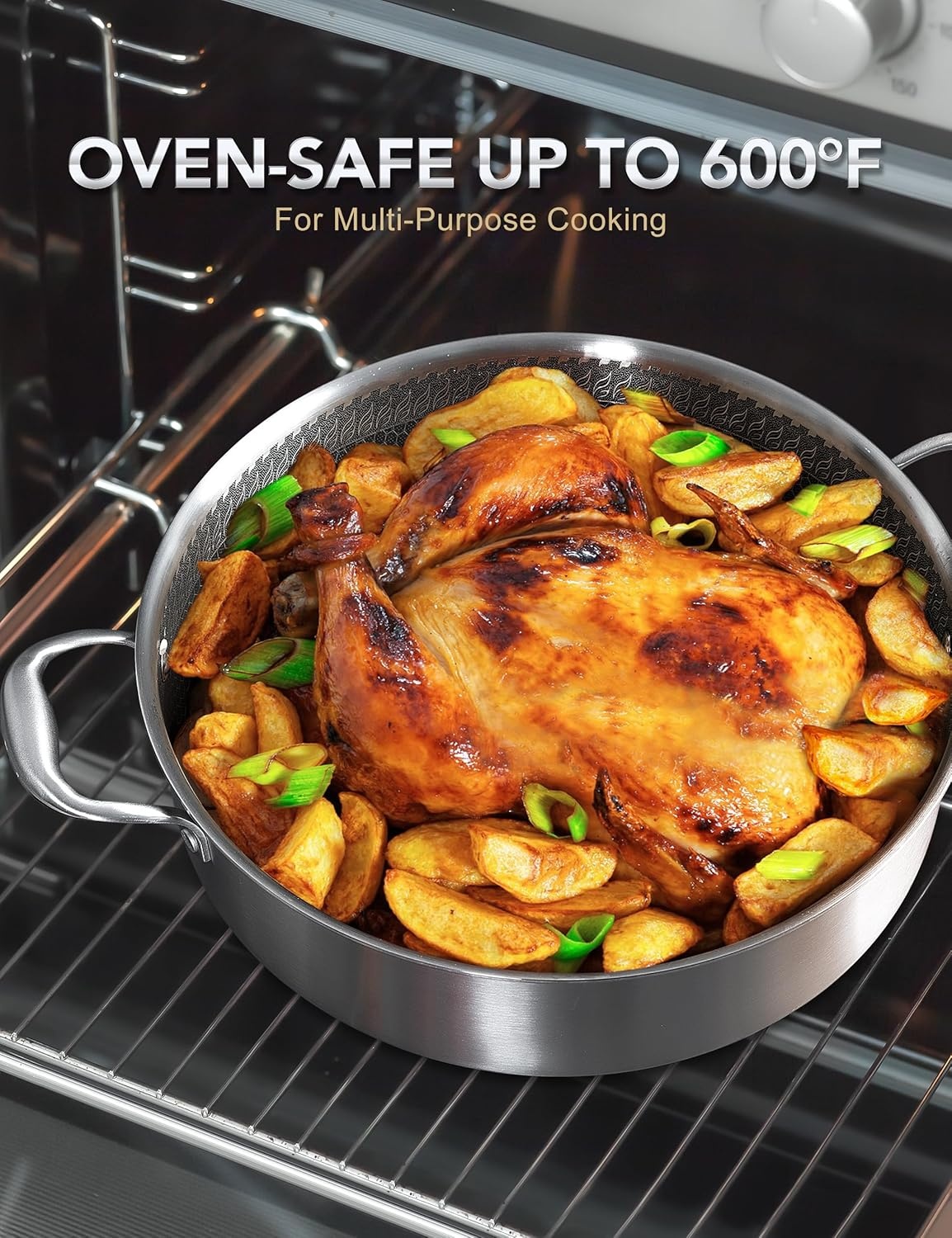 image:imageMICHELANGELO 6 Pcs Triply Stainless Steel Pot Set 2QT amp 3QT amp 8QT Pot with LidsTriply Stainless Steel Saute Pan 6 Quart Deep Frying Pan with Lid