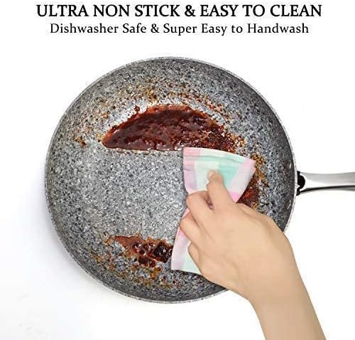 image:imageMICHELANGELO 8 Inch 10 Inch 12 Inch Frying Pan with Lid Stone Skillets Nonstick Stone Frying Pan with StoneDerived Coating Granite Frying Pan Nonstick Frying Pans Set