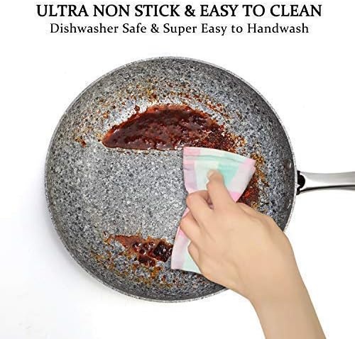 image:imageMICHELANGELO 8 Inch 10 Inch Frying Pan with Lid Nonstick Stone Frying Pan with Non toxic StoneDerived Coating Granite Frying Pan Nonstick Frying Pans with Lid Stone Skillets