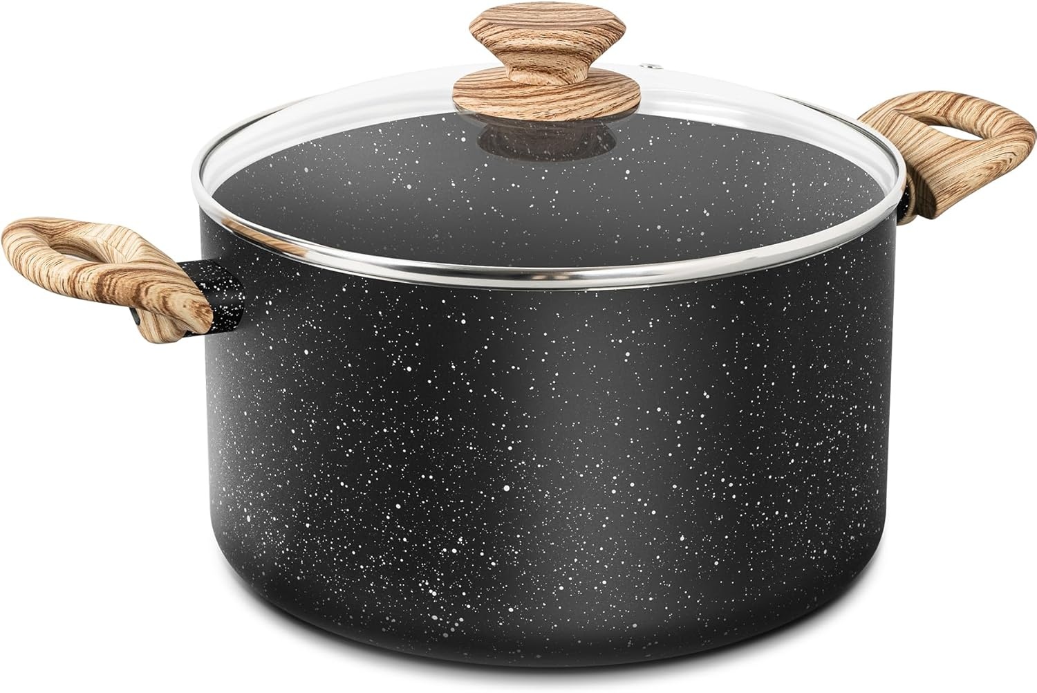 image:imageMICHELANGELO 8 Quart Stock Pot with Lid Nonstick Cooking Pots 8 Qt Soup Pot with Lid Induction Pots for Cooking Stockpot with Healthy Coating WhiteBlack